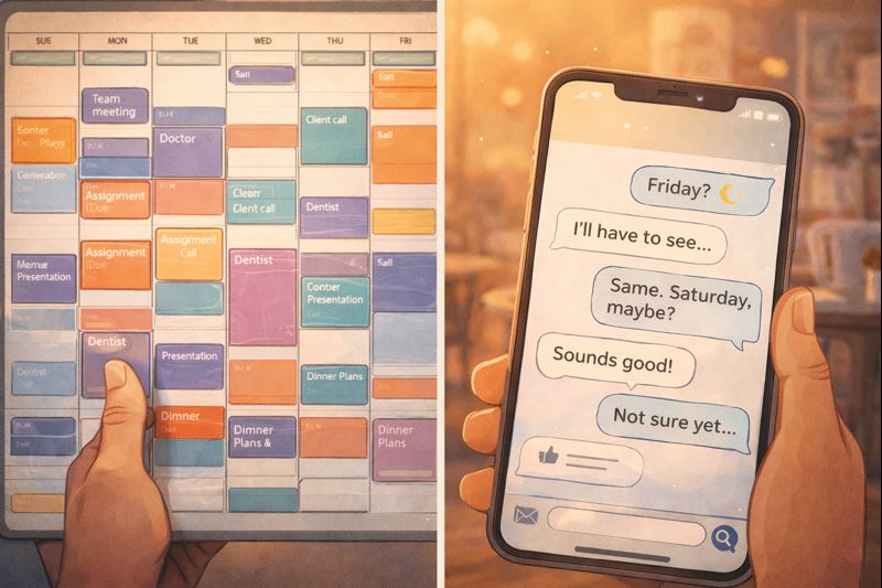 Calendar vs group chat, formality vs informality